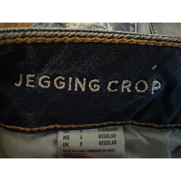 American Eagle Rip Jegging Crop Distressed Frayed Hem Super Stretch Denim Size 4 - Picture 6 of 12